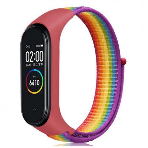 Ремінець до фітнес браслета BeCover Nylon Style для Xiaomi Mi Smart Band 7 Red-Rainbow (707669)