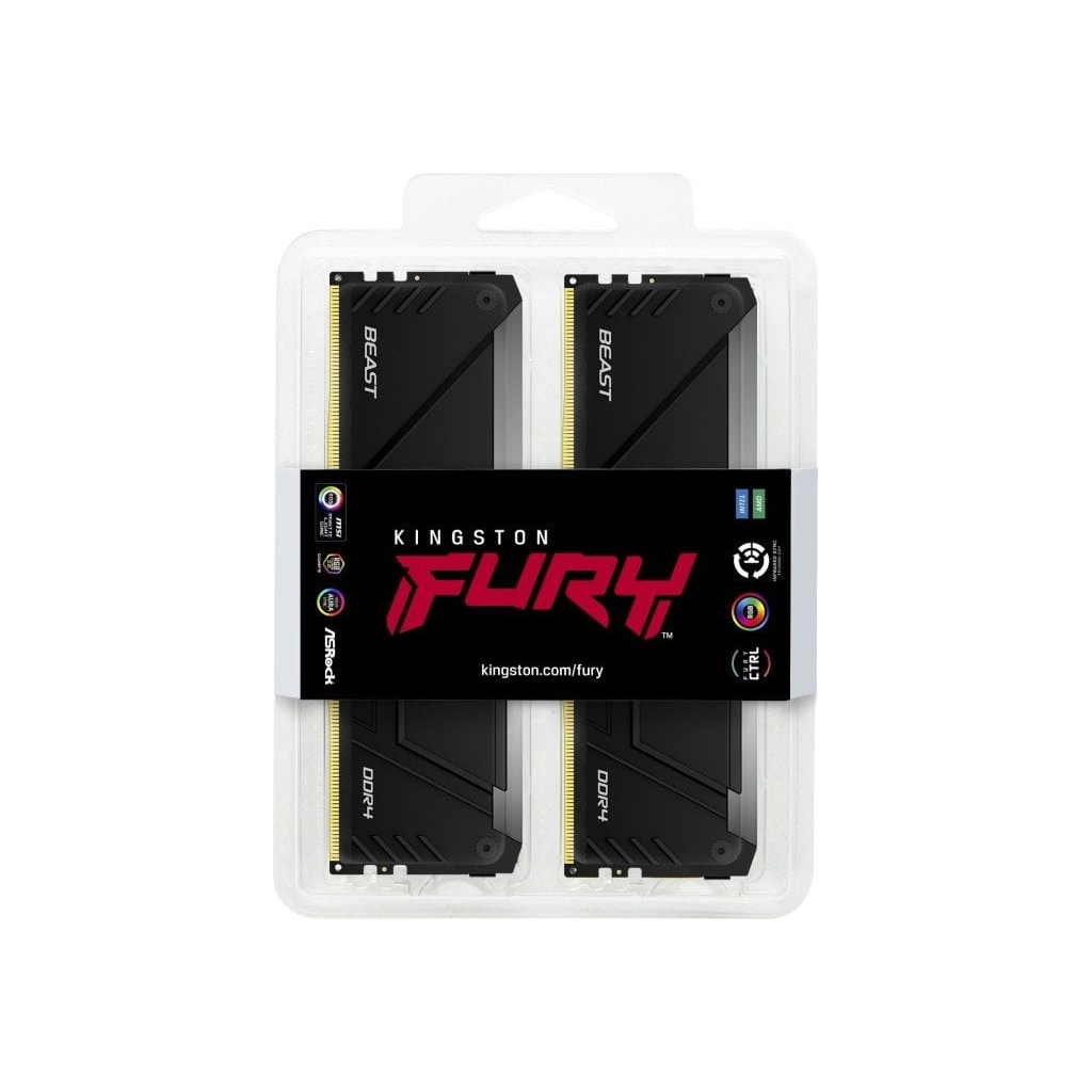 Модуль пам'яті для комп'ютера DDR4 16GB (2x8GB) 3200 MHz Beast RGB Kingston Fury (ex.HyperX) (KF432C16BB2AK2/16)