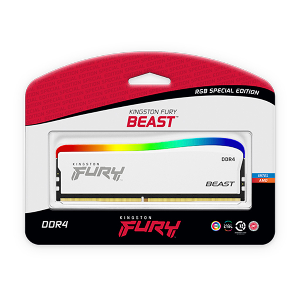 Модуль пам'яті для комп'ютера DDR4 8GB 3600 MHz Beast White RGB SE Kingston Fury (ex.HyperX) (KF436C17BWA/8)