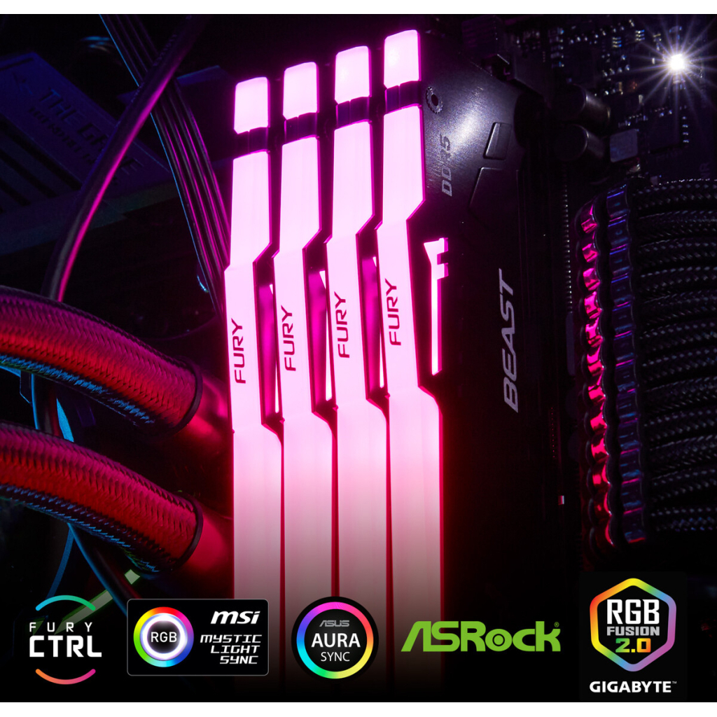 Модуль пам'яті для комп'ютера DDR5 32GB 5200 MHz Beast RGB EXPO Kingston Fury (ex.HyperX) (KF552C36BBEA-32)