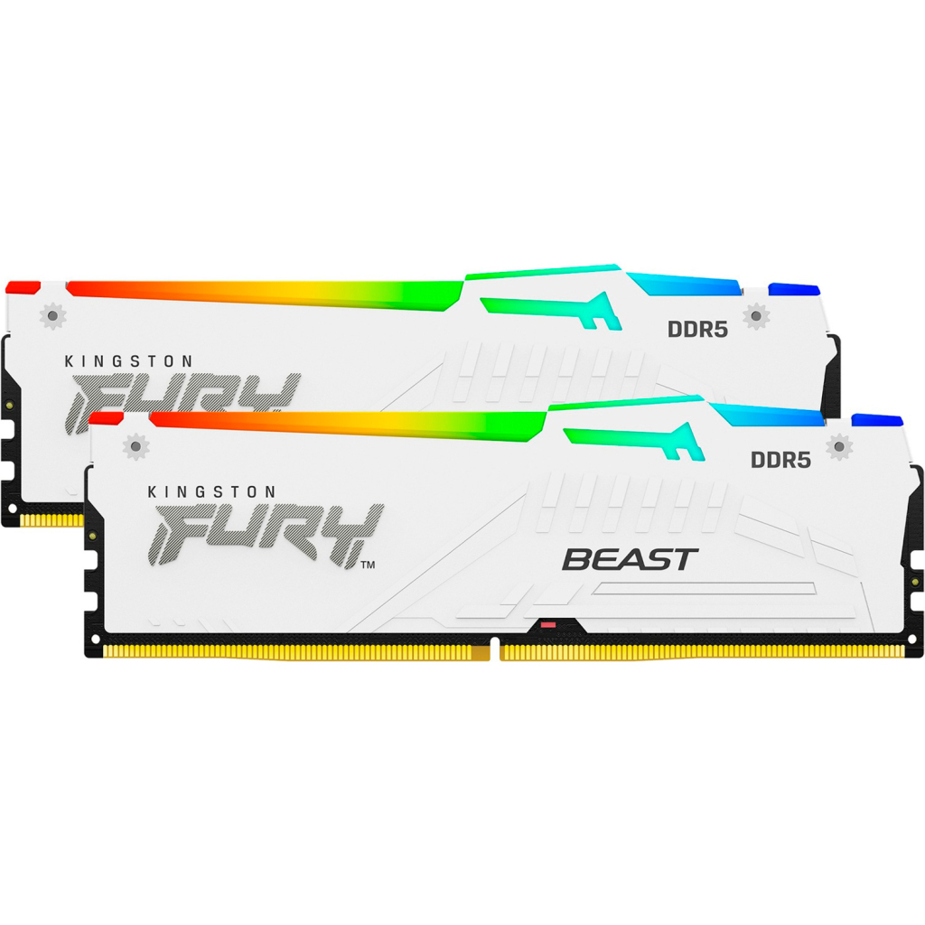 Модуль пам'яті для комп'ютера DDR5 64GB (2x32GB) 5200 MHz Beast White RGB Kingston Fury (ex.HyperX) (KF552C36BWEAK2-64)