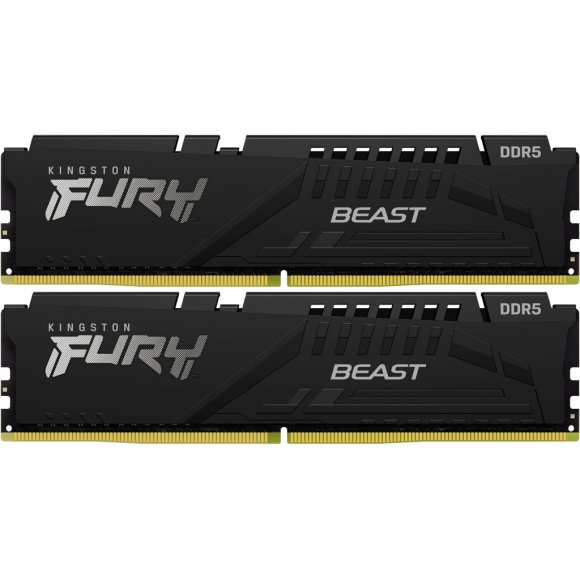 Модуль пам'яті для комп'ютера DDR5 64GB (2x32GB) 5600 MHz FURY Beast Black Kingston Fury (ex.HyperX) (KF556C40BBK2-64)