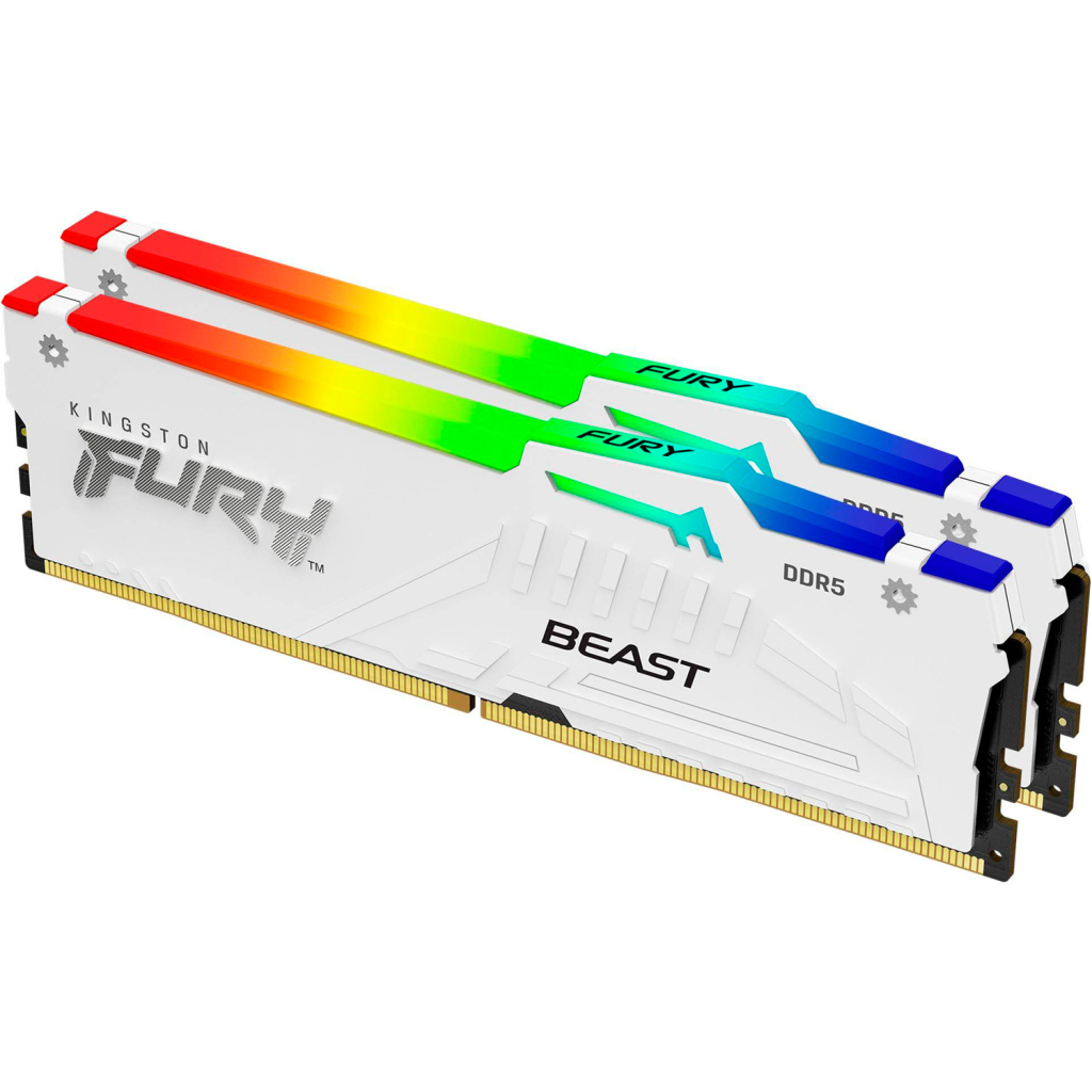Модуль пам'яті для комп'ютера DDR5 64GB (2x32GB) 6000 MHz Beast White RGB Kingston Fury (ex.HyperX) (KF560C36BWEAK2-64)