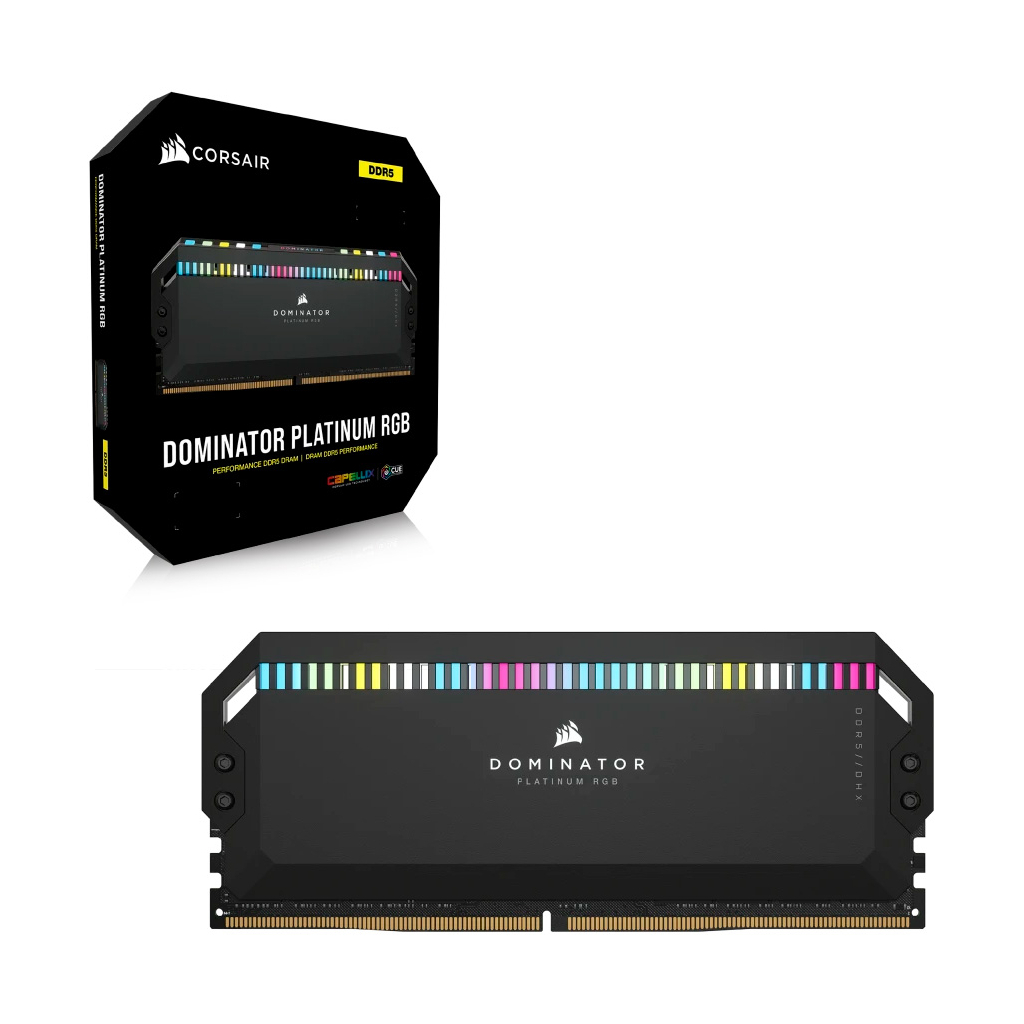 Модуль пам'яті для комп'ютера DDR5 64GB (2x32GB) 6000 MHz Dominator Platinum RGB Black Corsair (CMT64GX5M2B6000C30)