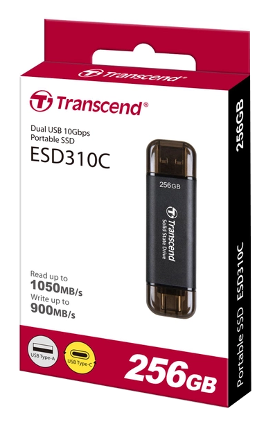 SSD накопичувач Transcend ESD310C 256GB USB Type C/A Gray