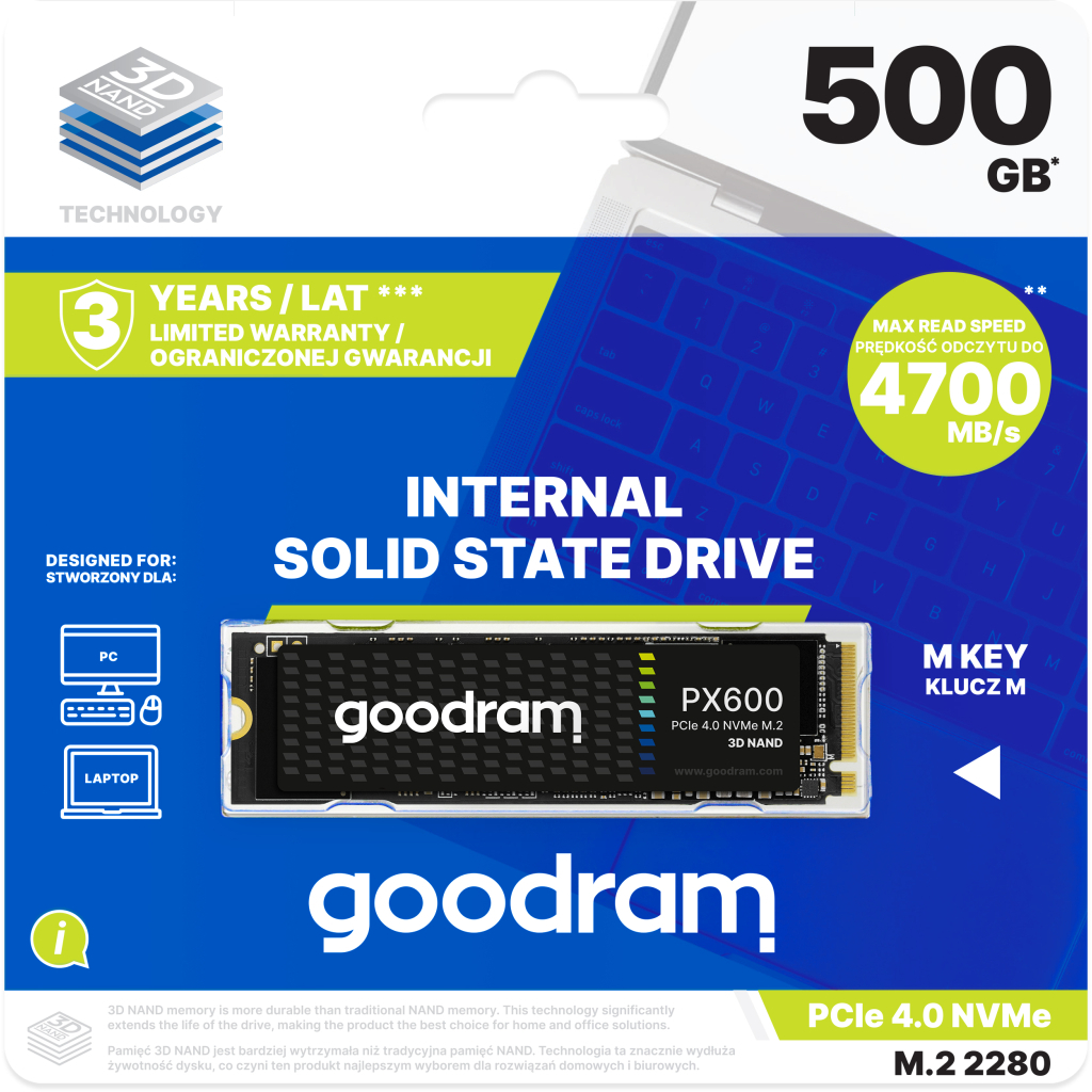 Накопичувач SSD M.2 2280 500GB PX600 Goodram (SSDPR-PX600-500-80)
