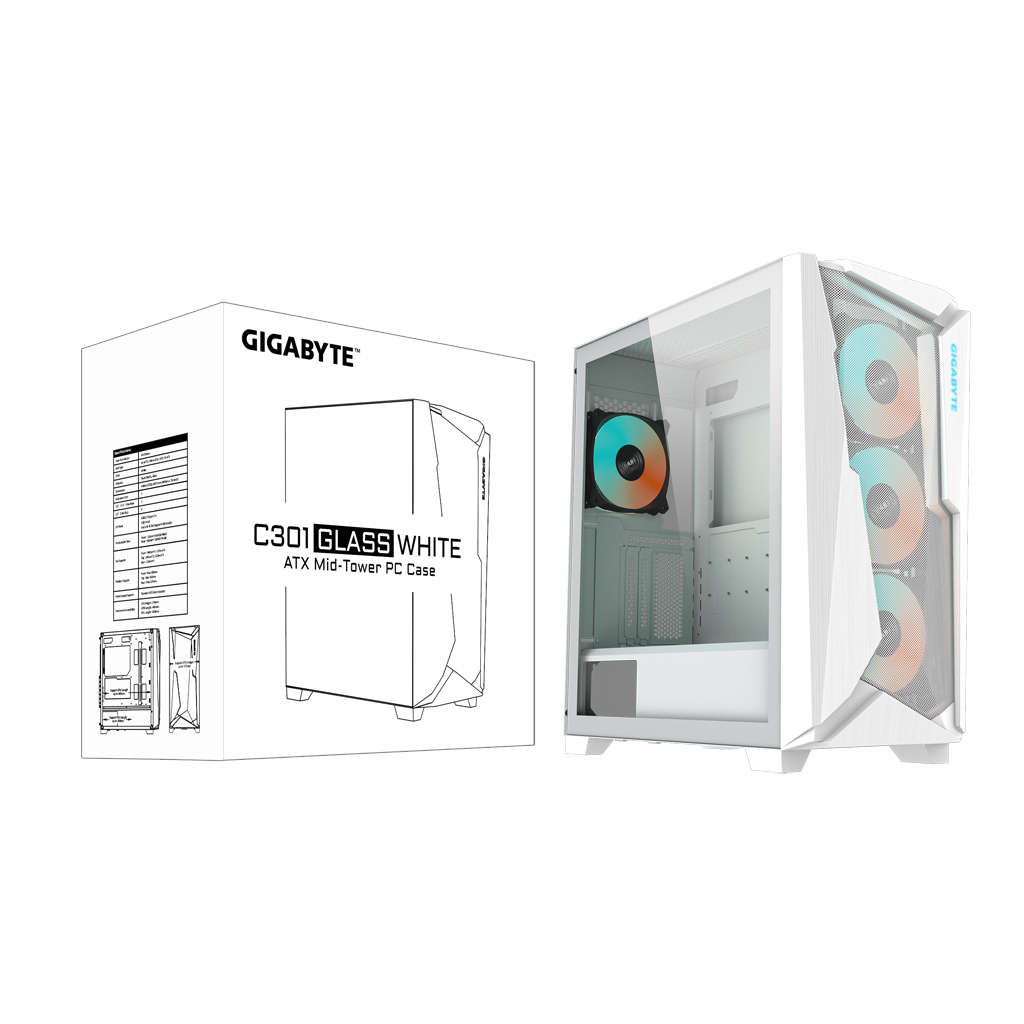 Корпус GIGABYTE C301 GLASS WHITE