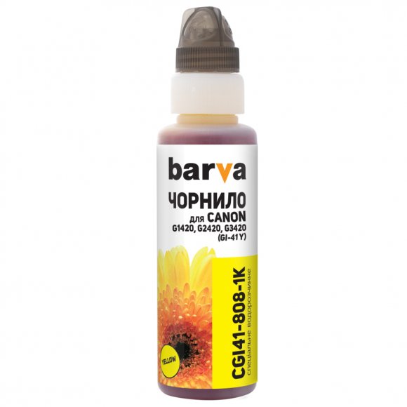 Чорнило Barva Canon GI-41 100 мл, yellow, флакон OneKey 1K (CGI41-808-1K)