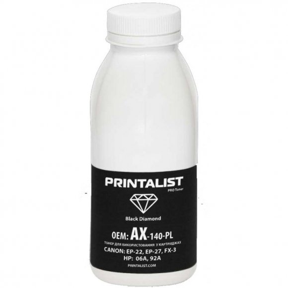 Тонер HP LJ 1100/5L/6L , 140г Black Printalist (AX-140-PL)