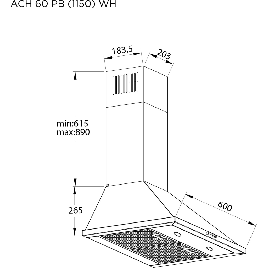 Витяжка кухонна Pyramida ACH 60 PB (1150) WH