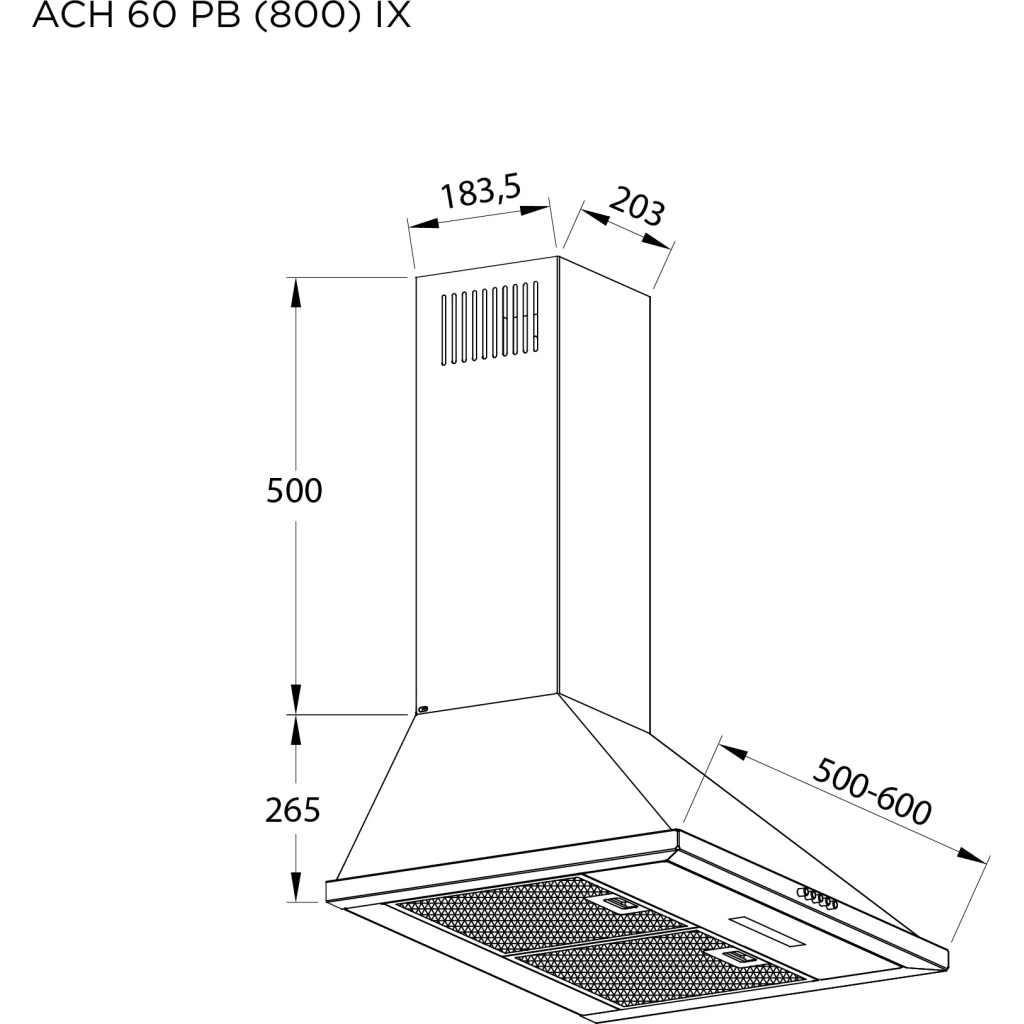 Витяжка кухонна Pyramida ACH 60 PB (800) IX