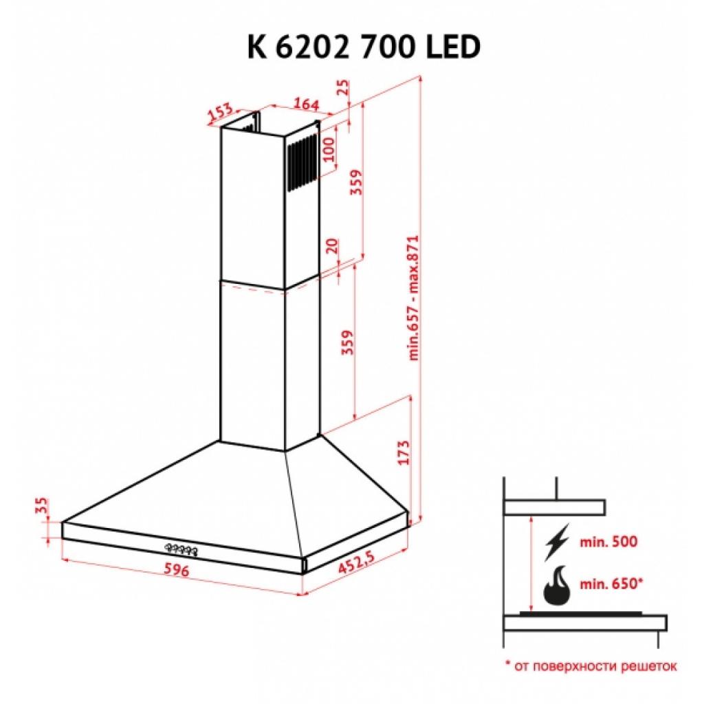 Витяжка кухонна Perfelli K 6202 WH 700 LED