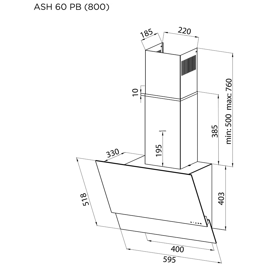 Витяжка кухонна Pyramida ASH 60 PB (800) GWH