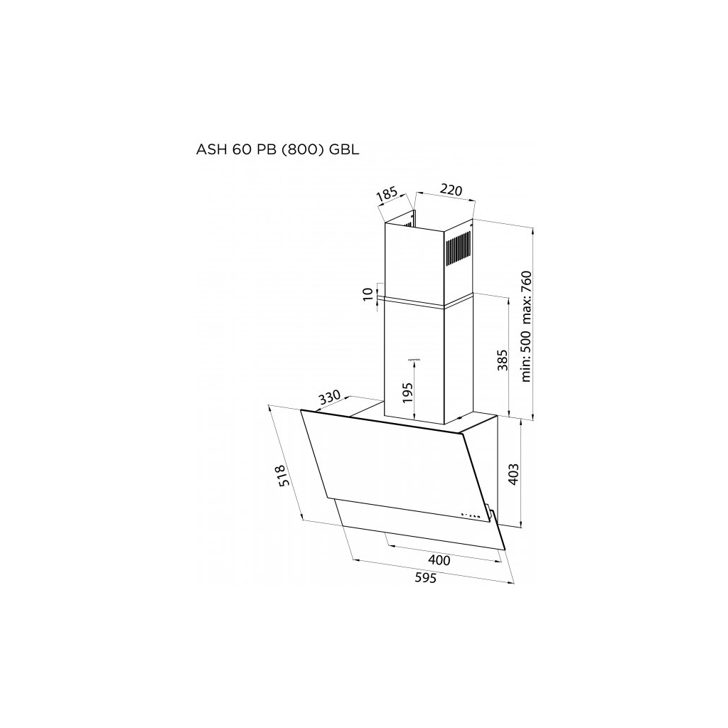 Витяжка кухонна Pyramida ASH 60 PB (800) XGBL