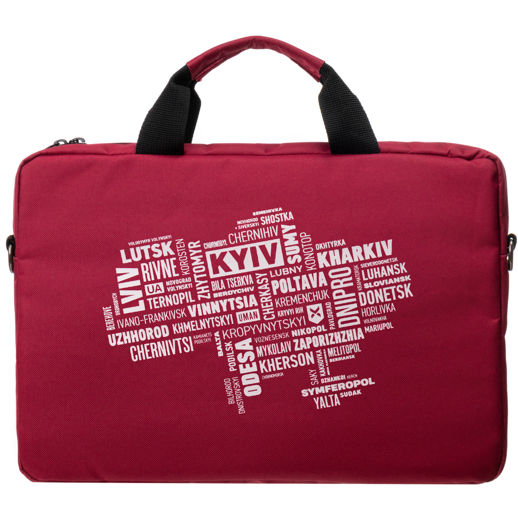 Сумка для ноутбука Vinga 14" NB1402 Burgundy, white print (NB1402UWBY)