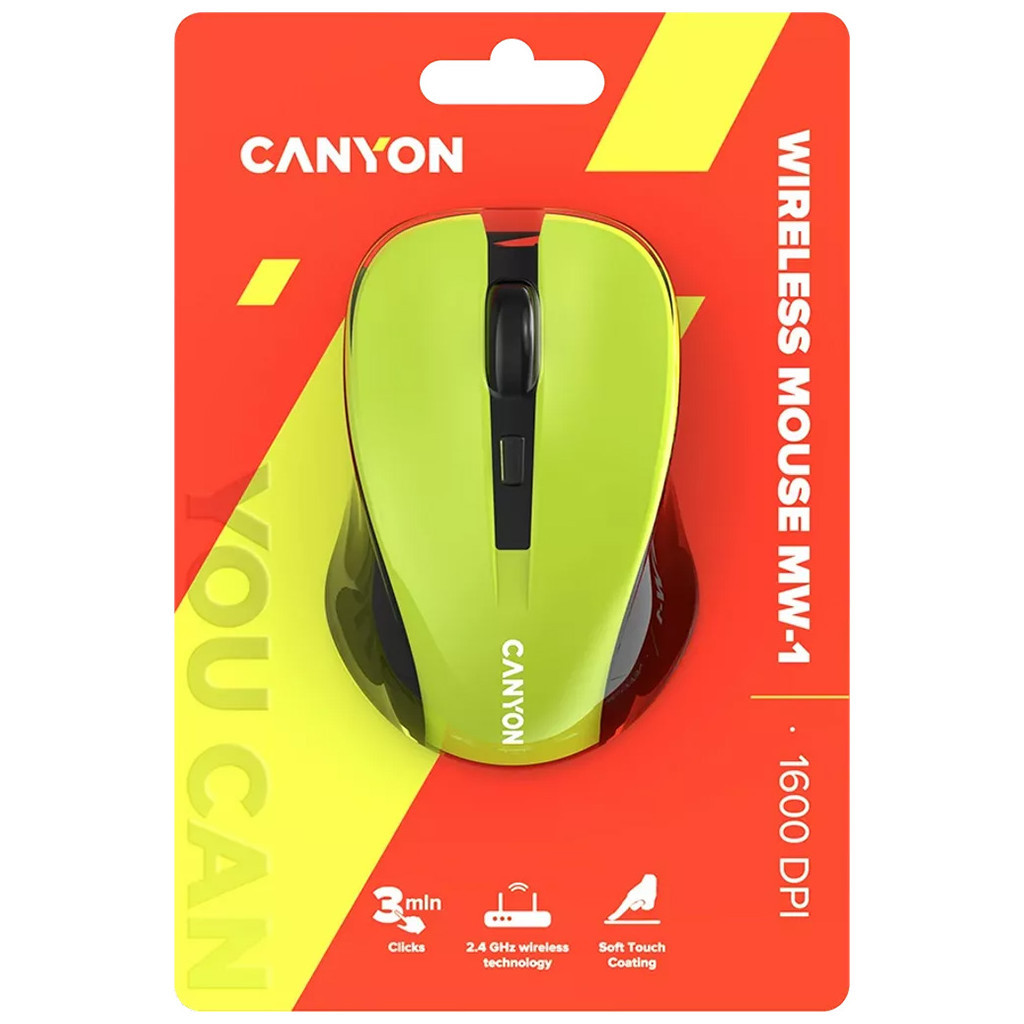 Мишка Canyon MW-1 Wireless Yellow (CNE-CMSW1Y)