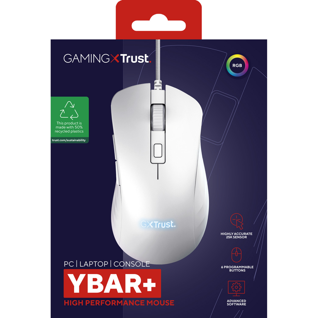 Мишка Trust GXT924 Ybar+ USB White (24891)