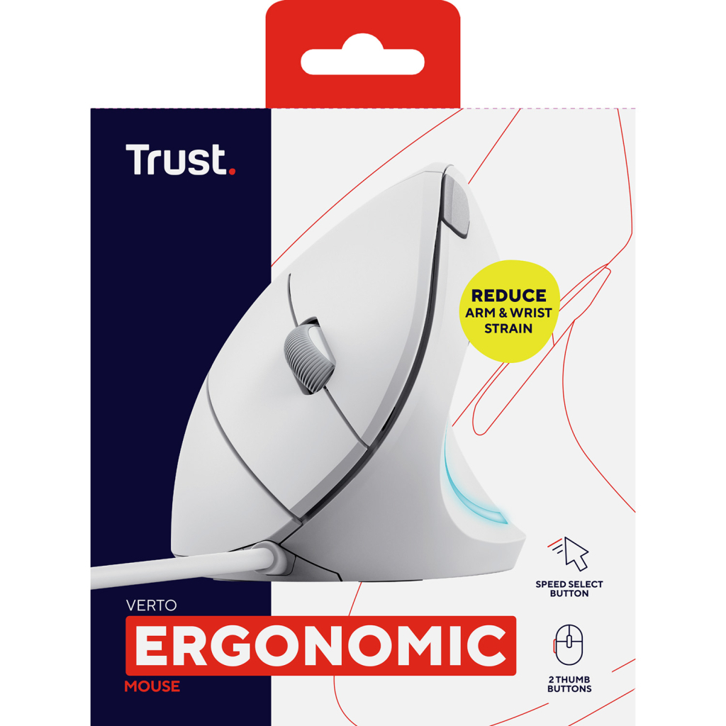 Мишка Trust Verto Ergonomic USB White (25133)