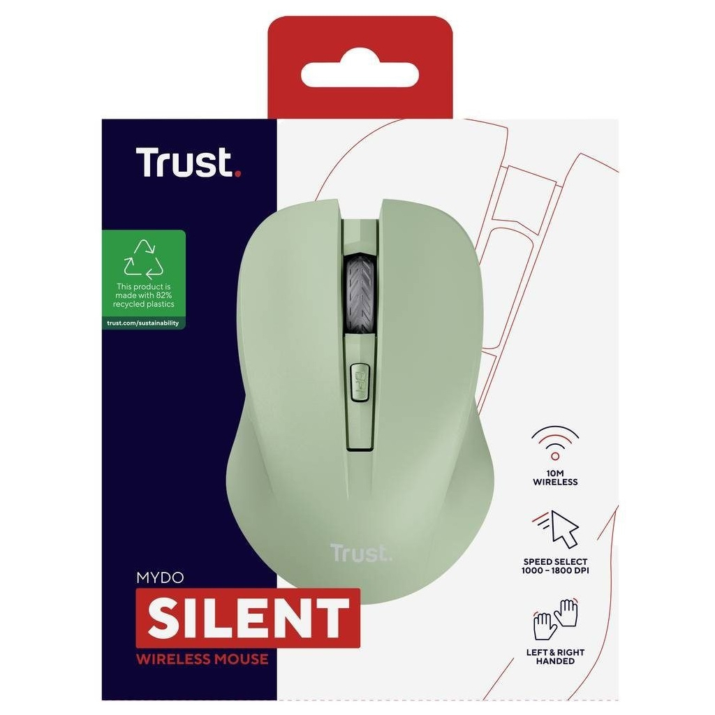 Мишка Trust Mydo Silent Wireless Green (25042)