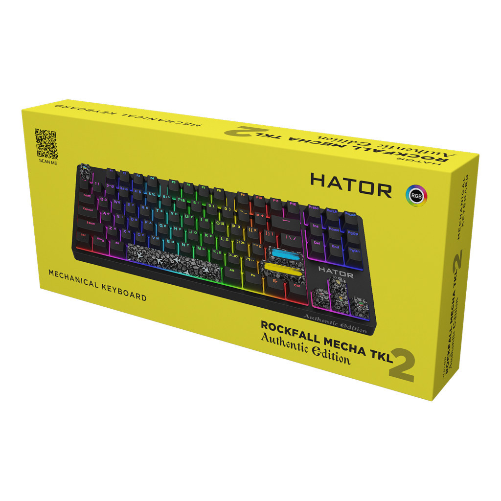 Клавіатура Hator Rockfall 2 Mecha TKL Authentic Edition Aurum Milky Way Silent USB Black (HTK-530)