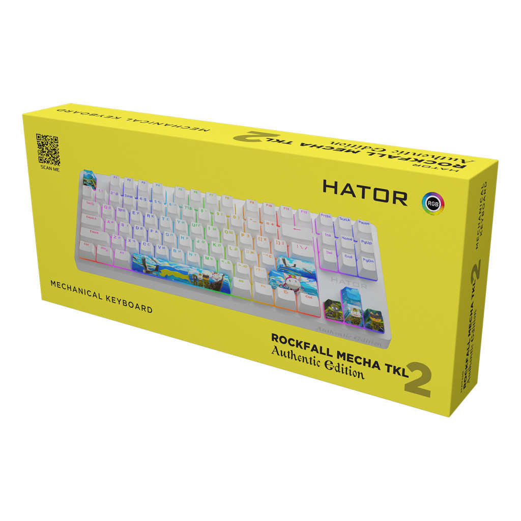 Клавіатура Hator Rockfall 2 Mecha TKL Authentic Edition Aurum Milky Way Silent USB Fighting Cats (HTK-532)