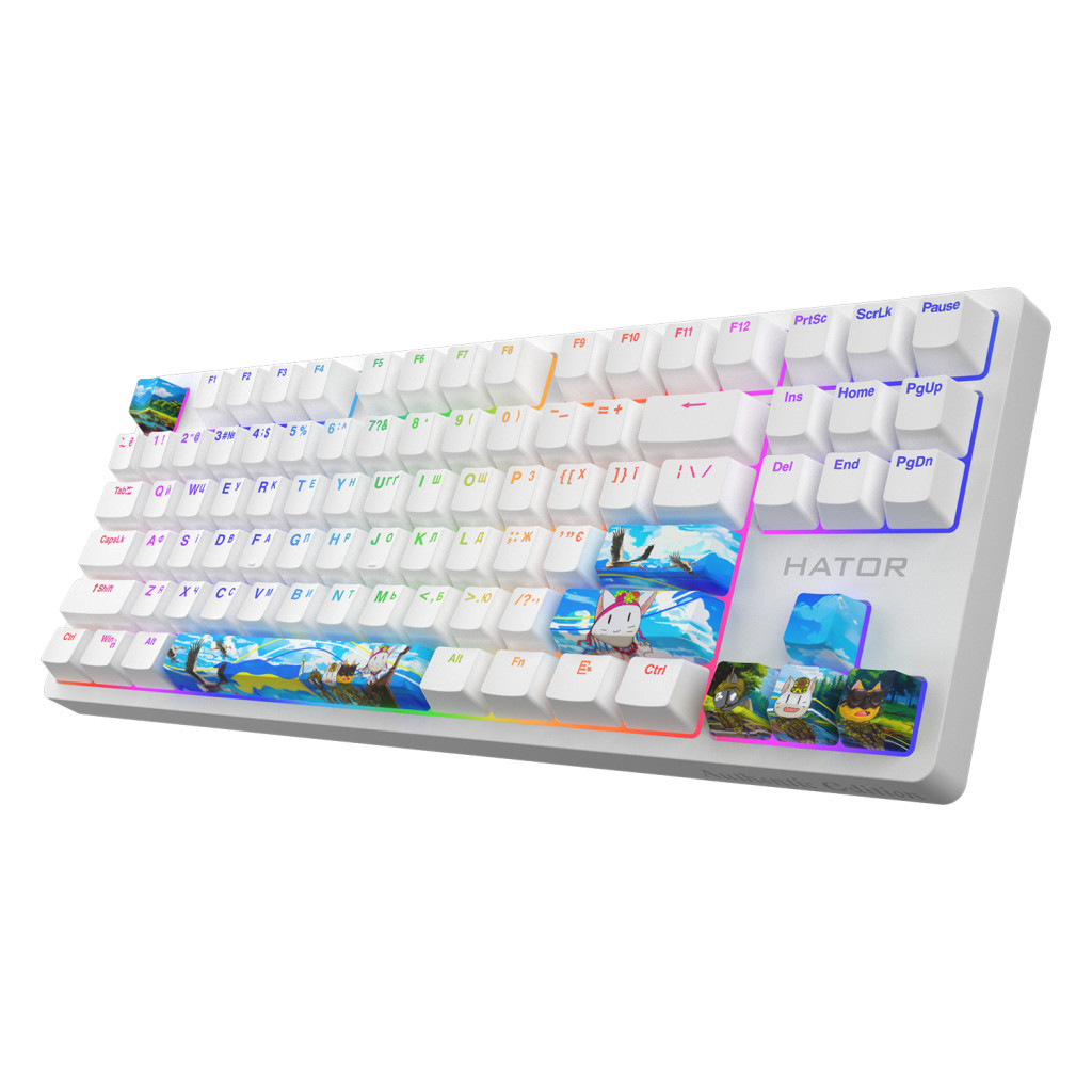 Клавіатура Hator Rockfall 2 Mecha TKL Authentic Edition Aurum Milky Way Silent USB Fighting Cats (HTK-532)