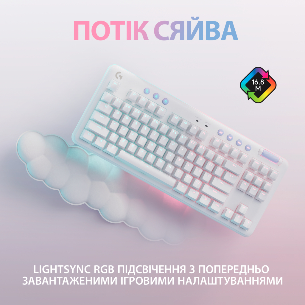 Клавіатура Logitech G715 Aurora Wireless Gaming GX Red Lightspeed/Bluetooth UA Off-White (920-010692)