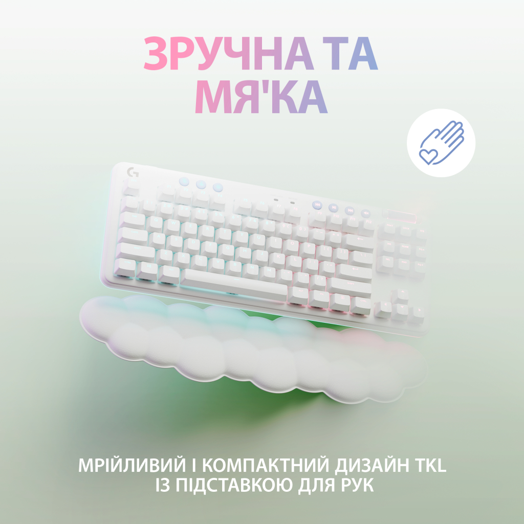 Клавіатура Logitech G715 Aurora Wireless Gaming GX Red Lightspeed/Bluetooth UA Off-White (920-010692)