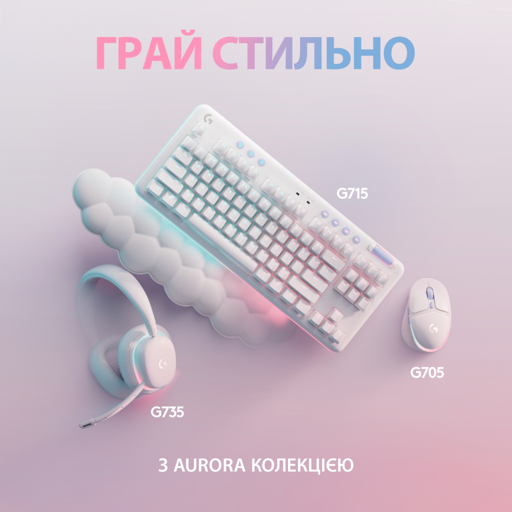 Клавіатура Logitech G715 Aurora Wireless Gaming GX Red Lightspeed/Bluetooth UA Off-White (920-010692)