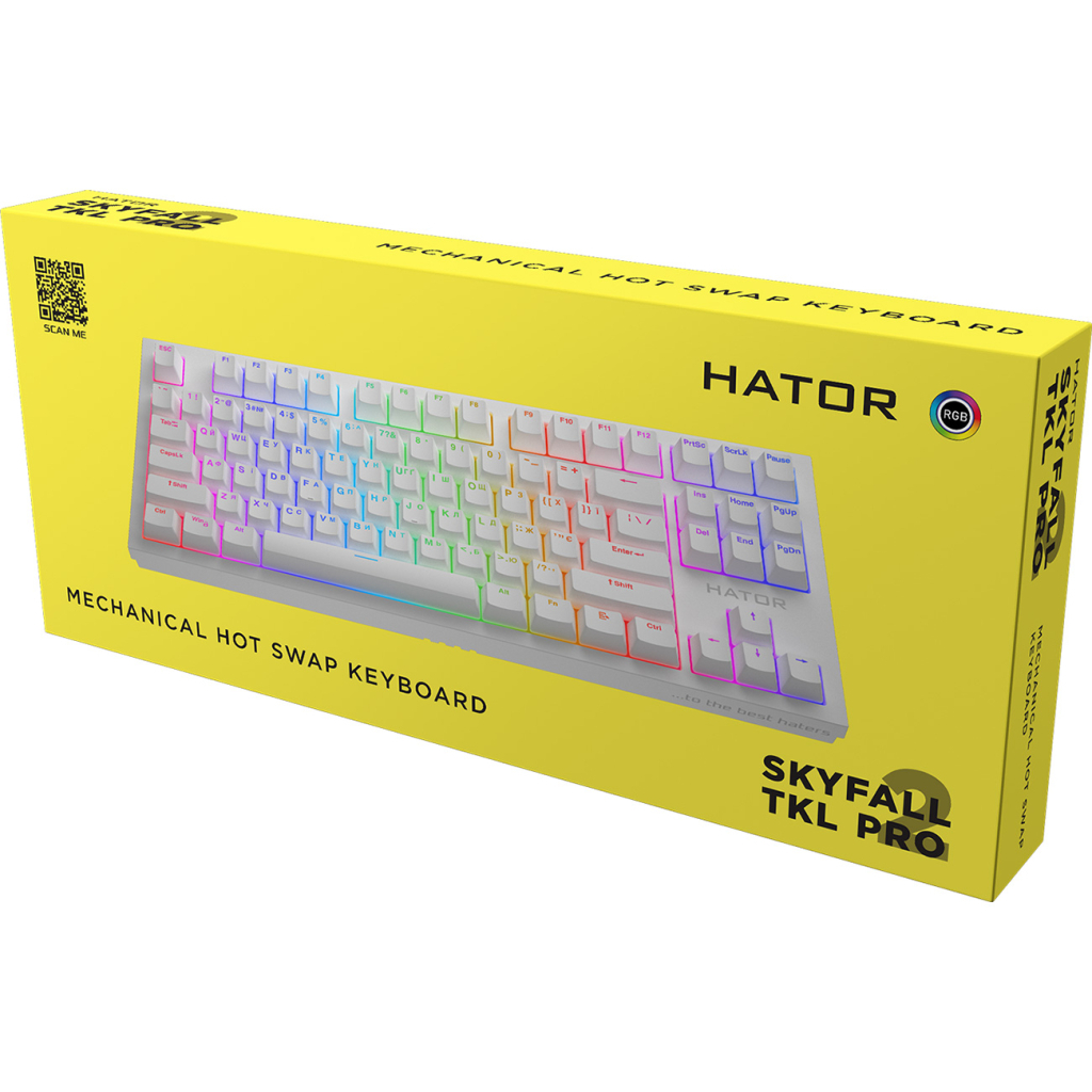 Клавіатура Hator Skyfall 2 TKL Pro Orange USB White (HTK-751)