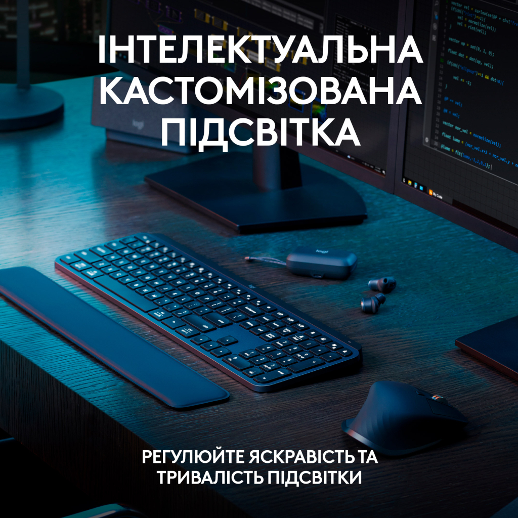 Клавіатура Logitech MX Keys S Plus Palmrest Wireless UA Graphite (920-011589)