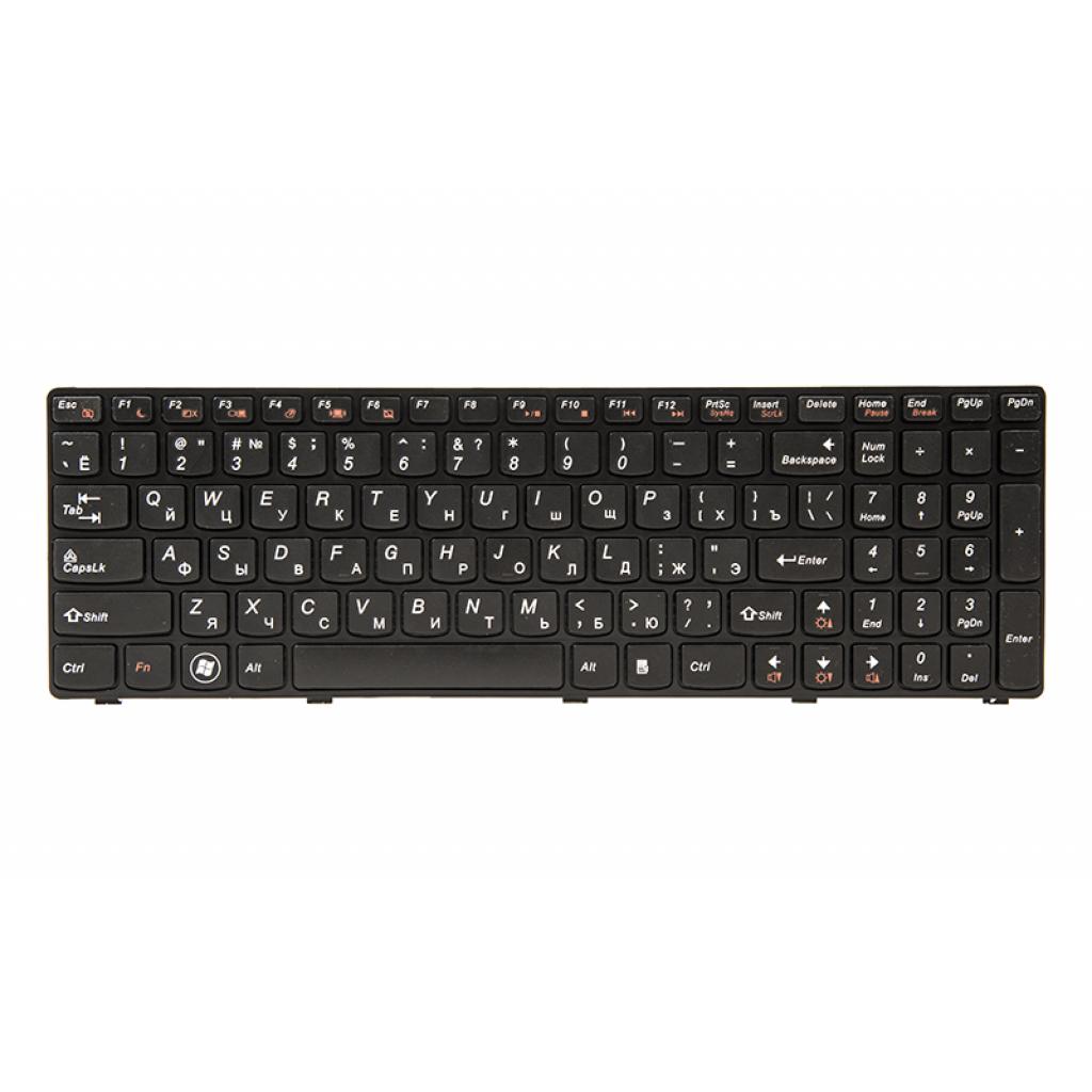 Клавіатура ноутбука PowerPlant Lenovo G580, N580 черный, черный фрейм (KB311071)
