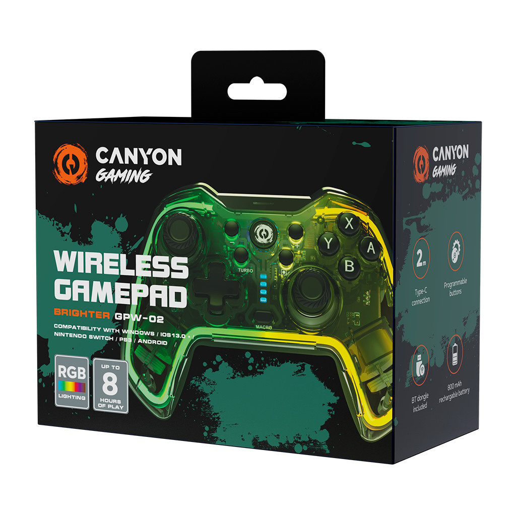 Геймпад Canyon GPW-02 Brighter Wireless RGB 5in1 iOS/Nintendo Crystal (CND-GPW02)