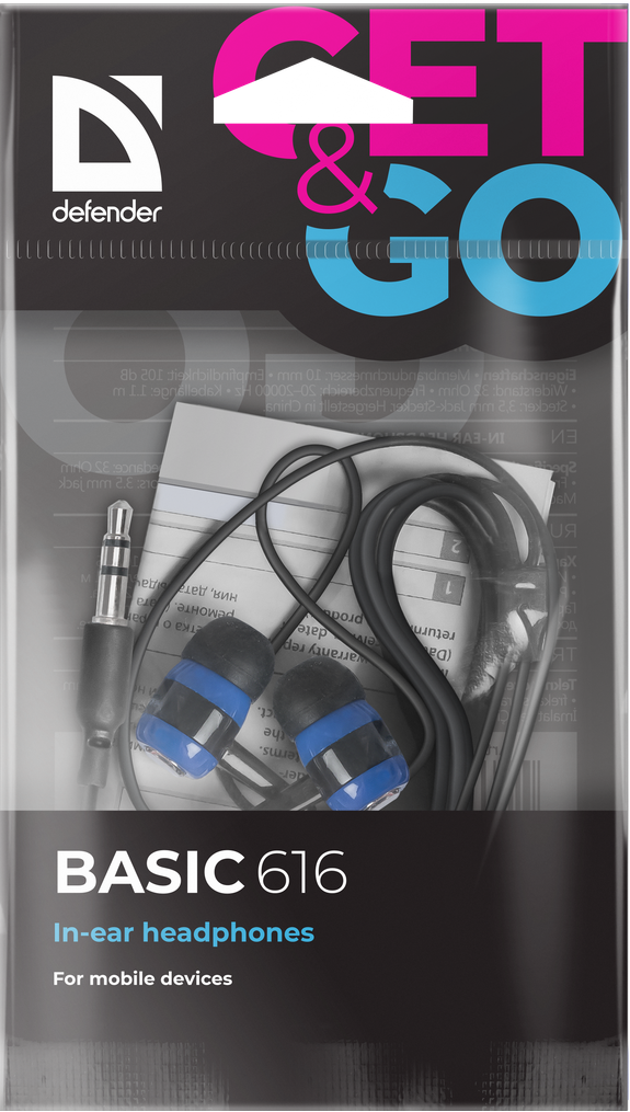 Навушники Defender Basic-616 Black/Blue (63616)