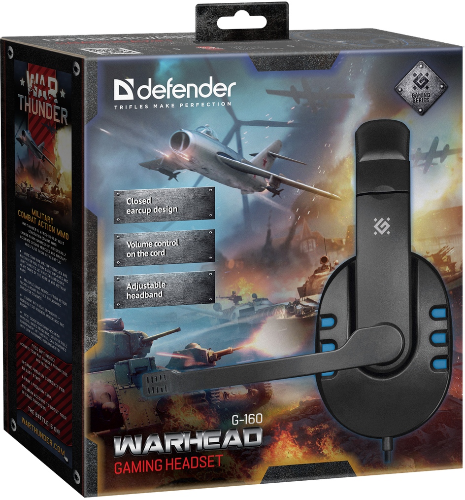 Гарнітура Defender Warhead G-160 Black+Blue (64118)