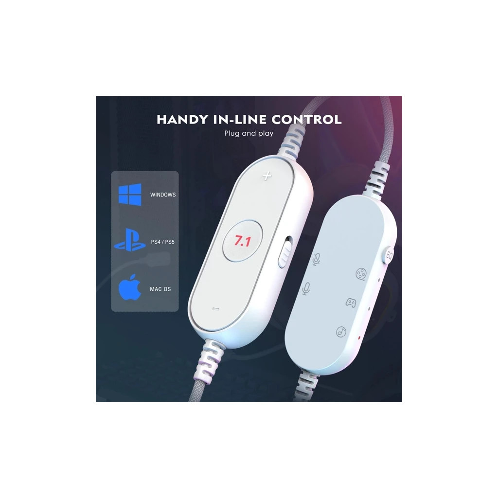 Навушники Fifine H6 RGB 7.1 White (H6W)