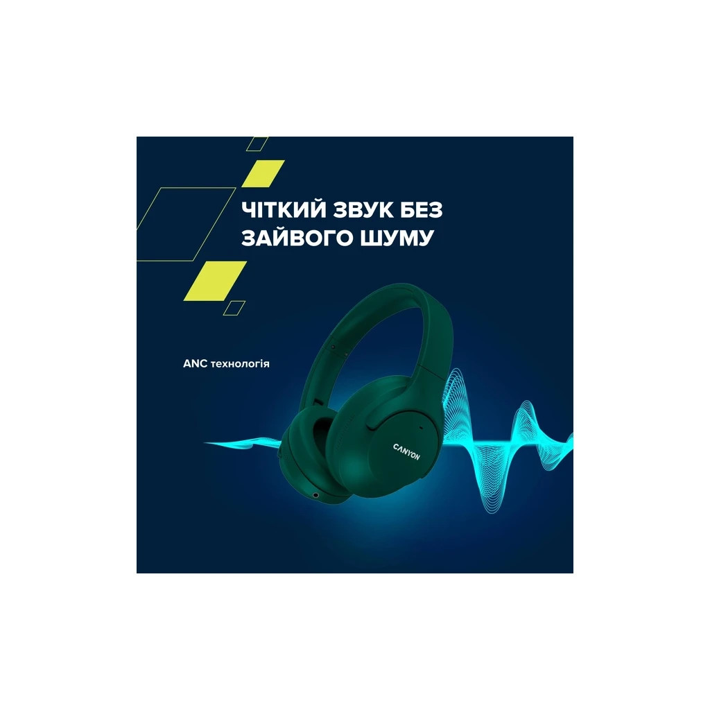 Навушники Canyon OnRiff 10 ANC Bluetooth Green (CNS-CBTHS10GN)