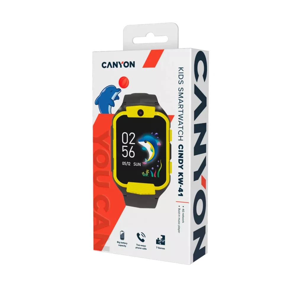 Смарт-годинник Canyon CNE-KW41YB "Cindy" Kids Watch Black-Yellow (CNE-KW41YB)