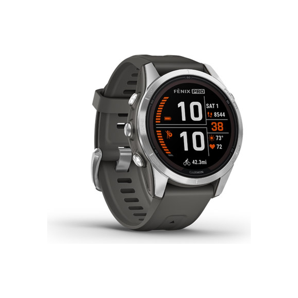 Смарт-годинник Garmin fenix 7S Pro Solar, Glass, SS w/Graphite band, GPS (010-02776-01)