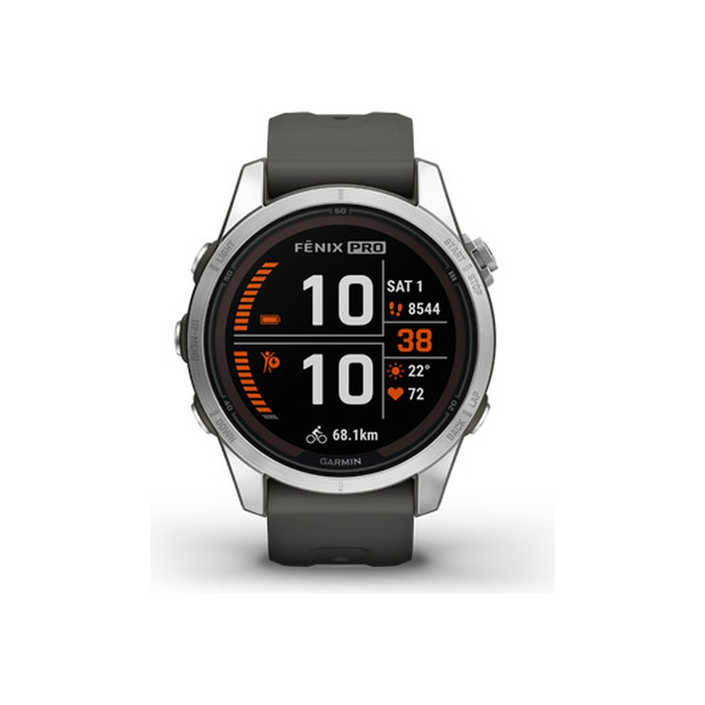 Смарт-годинник Garmin fenix 7S Pro Solar, Glass, SS w/Graphite band, GPS (010-02776-01)