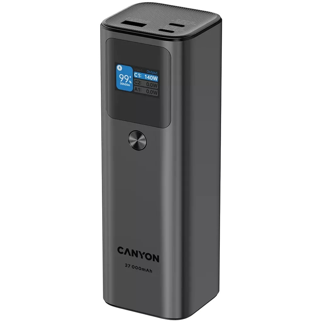 Батарея універсальна Canyon PB-2010 27000mAh PD/3.1/140Wh, in/out2xUSB-C PD/140W, outUSB-A/22.5W (CNE-CPB2010DG)