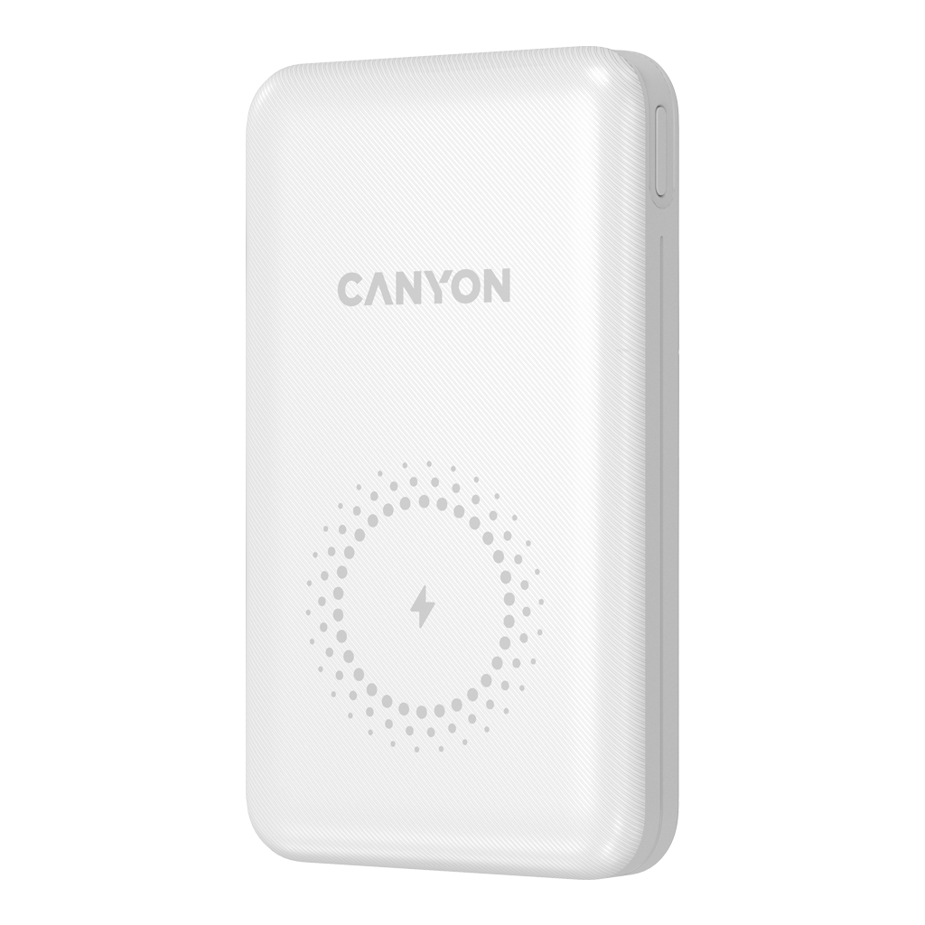 Батарея універсальна Canyon PB-1001 10000mAh, PD/18W, QC/3.0 +10W Magnet wireless charger, white (CNS-CPB1001W)