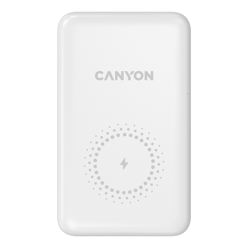 Батарея універсальна Canyon PB-1001 10000mAh, PD/18W, QC/3.0 +10W Magnet wireless charger, white (CNS-CPB1001W)