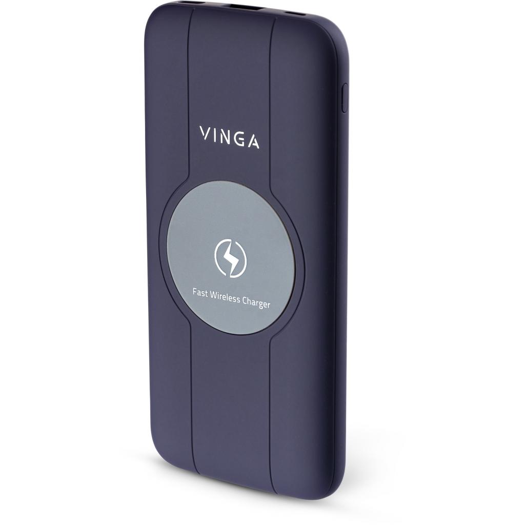 Батарея універсальна Vinga 10000 mAh Wireless QC3.0 PD soft touch purple (BTPB3510WLROP)