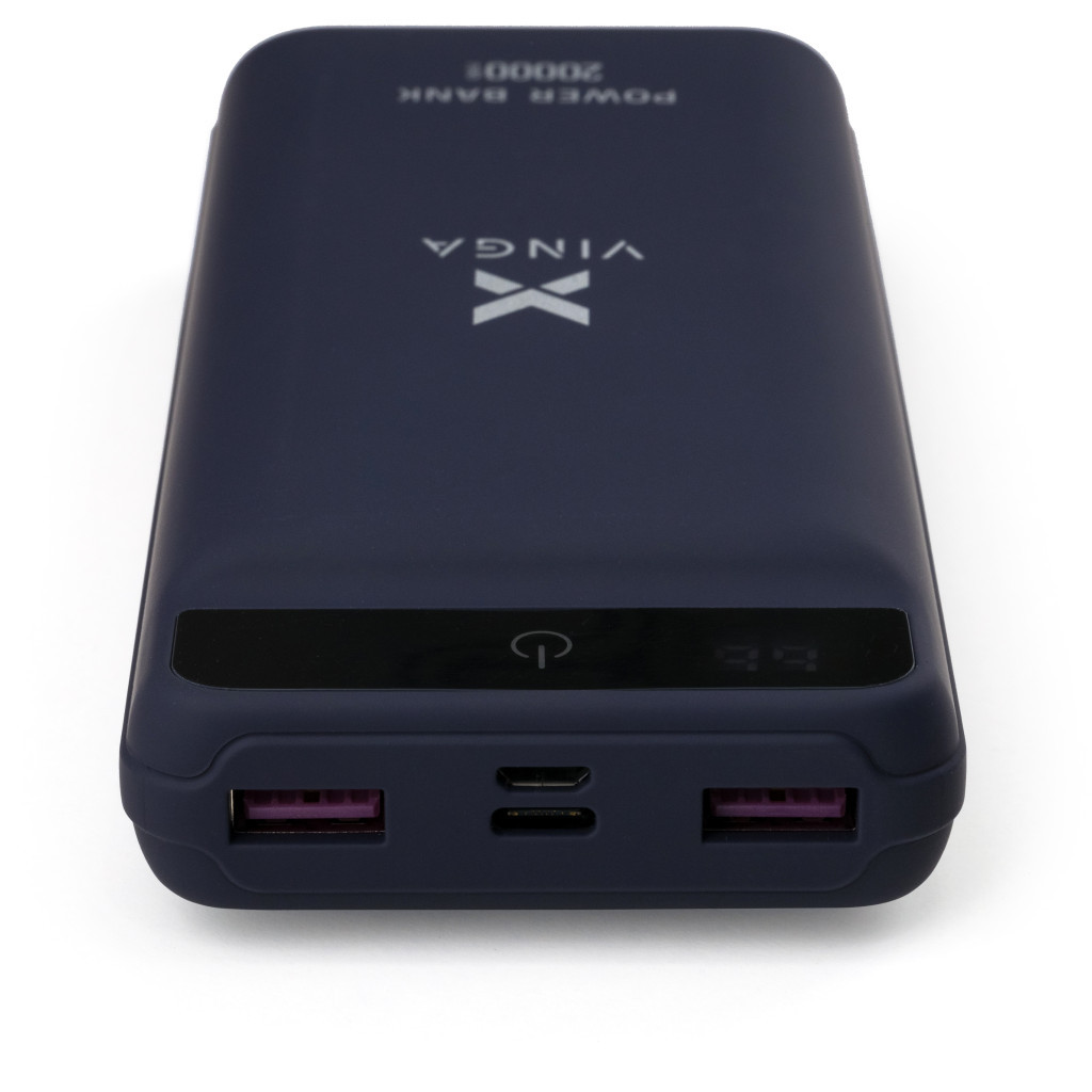 Батарея універсальна Vinga 20000 mAh QC3.0 Display soft touch purple (VPB2QLSP)