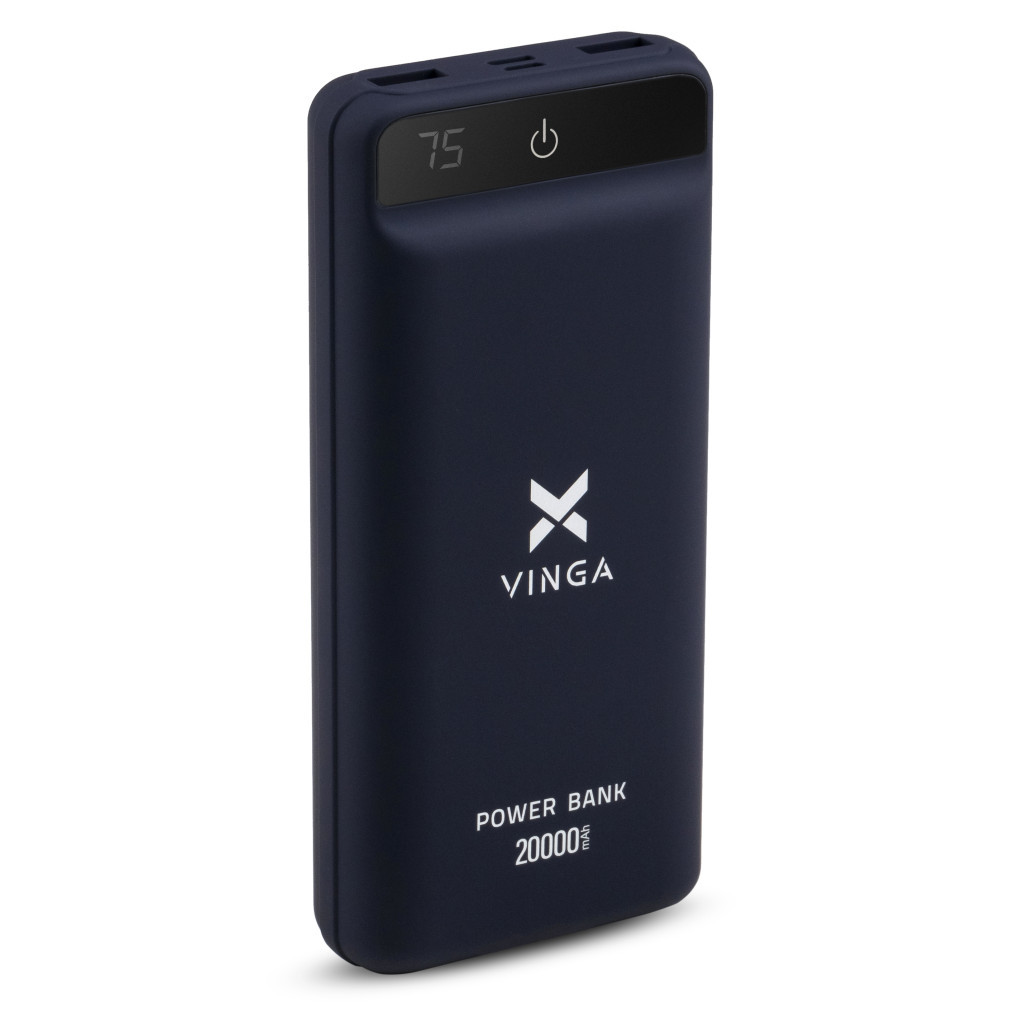 Батарея універсальна Vinga 20000 mAh QC3.0 Display soft touch purple (VPB2QLSP)