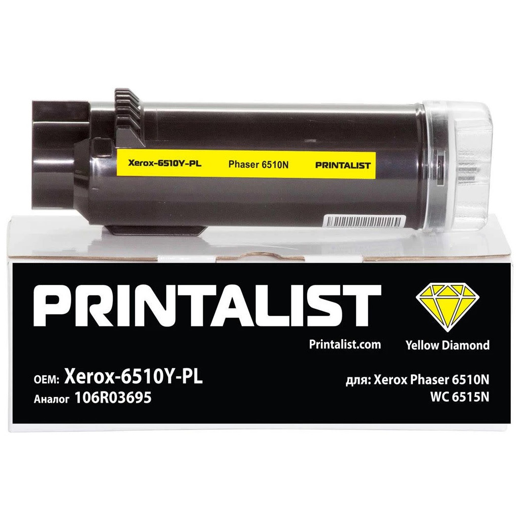 Тонер-картридж Printalist Xerox Ph6510N, WC 6515N, 106R03695 Yellow (Xerox-6510Y-PL)