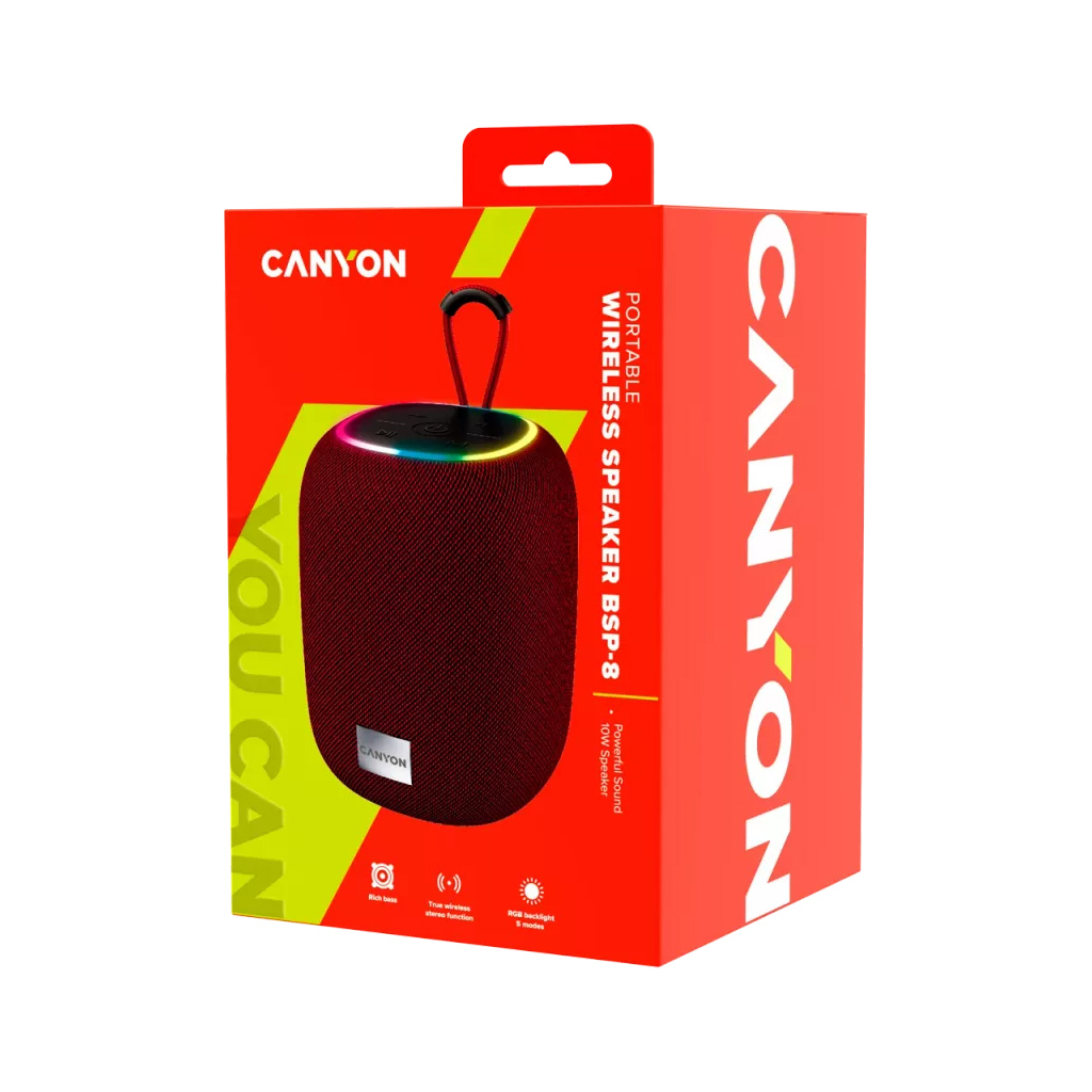 Акустична система Canyon BSP-8 Bluetooth V5.2 Red (CNE-CBTSP8R)