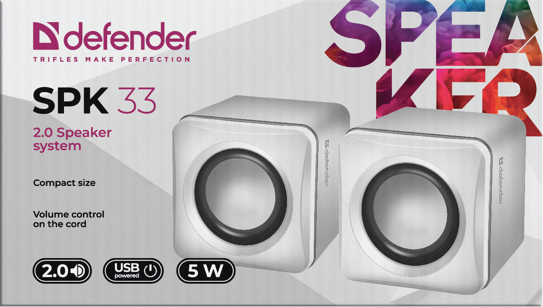 Акустика Defender SPK-33 2.0, 5 W, USB White (65631)