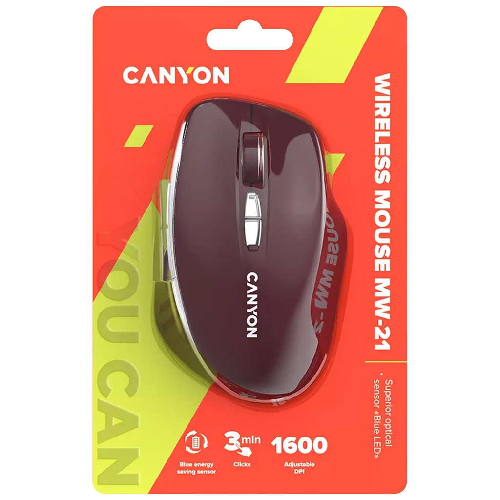 Мишка Canyon MW-21 Wireless Blue LED Burgundy (CNS-CMSW21BR)